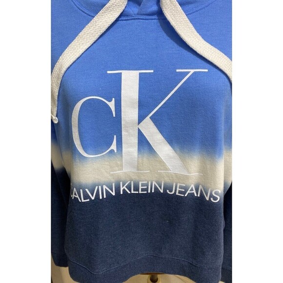 Calvin Klien Tie-Dye Monogram Logo Pullover Cropped Hoodie Size Medium - Picture 2 of 7